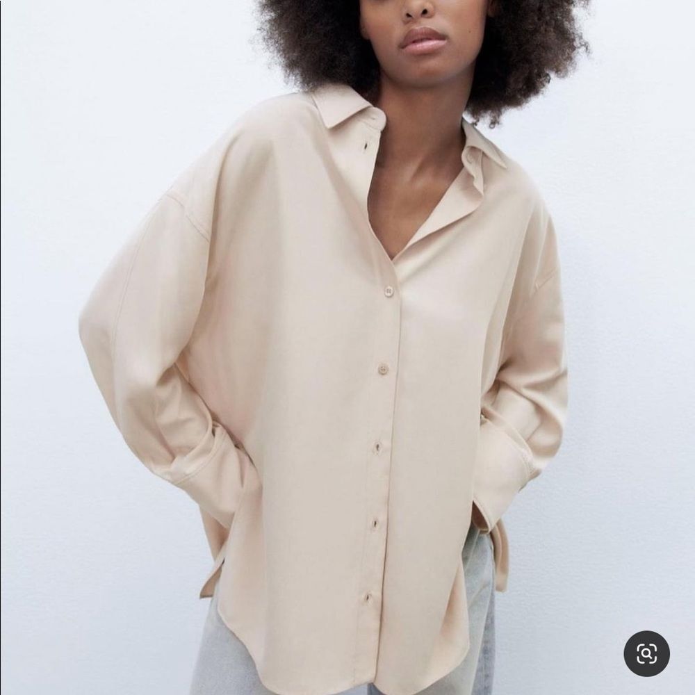 Zara Sand Soft Oversize Shirt size L